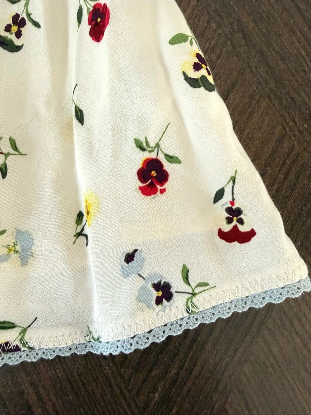 GAP x DOEN Girls Cream Floral Skater Skirt with Red, Yellow & Blue Blooms